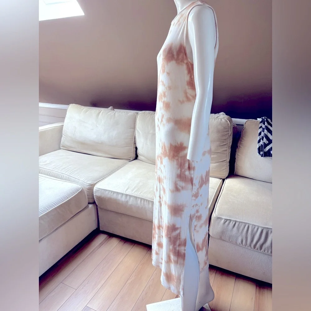 Gianni Bini Knit Racer Dress Ribbed Tank Tan Tie Dye Size Large - Picture 2 of 8